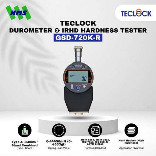 [EZM.1040504] TECLOCK GSD-720K-R Durometer Hardness Tester 44450mN Shore A Digital
