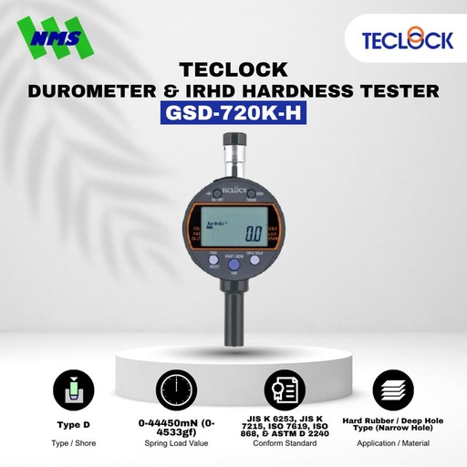 [EZM.1040506] TECLOCK GSD-720K-H Durometer Hardness Tester 44450mN Shore D Digital