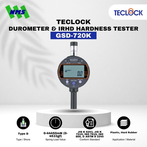 [EZM.1040507] TECLOCK GSD-720K Durometer Hardness Tester 44450mN Shore D Digital