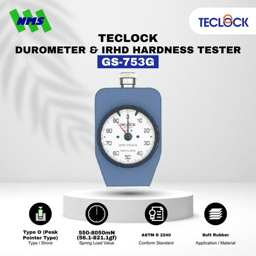 [EZM.1040519] TECLOCK GS-753G Durometer Hardness Tester 8050mN Shore O Soft Rubber