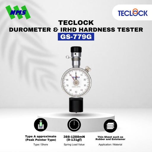 [EZM.1040525] TECLOCK GS-779G Durometer Hardness Tester 1288mN Shore A Thin Rubber