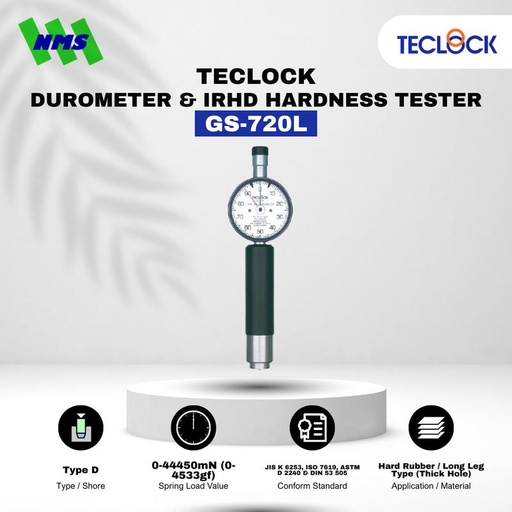 [EZM.1040528] TECLOCK GS-720L Durometer Hardness Tester 44450mN Shore D Long Leg