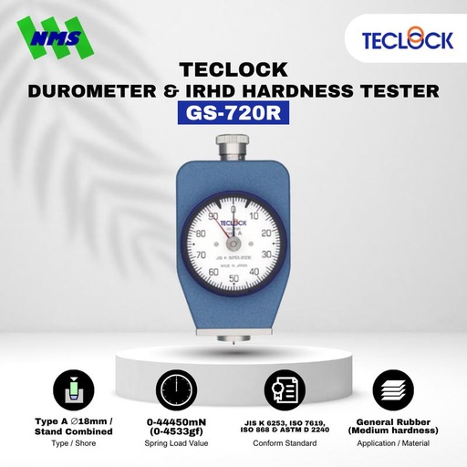 [EZM.1040538] TECLOCK GS-720R Durometer Hardness Tester 44450mN Shore A Stand Mount
