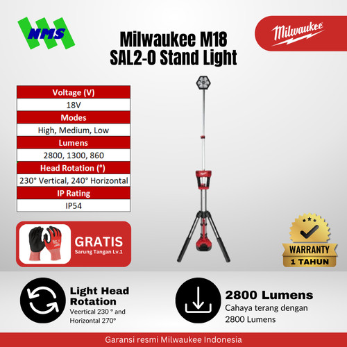 [EZM.1040548] Lampu Lighting Milwaukee M18 SAL LED STAND LIGHT