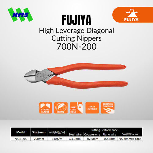 [EZM.1040826] Tang potong FUJIYA 700N-200 High Leverage Diagonal Cutting Nippers 8"