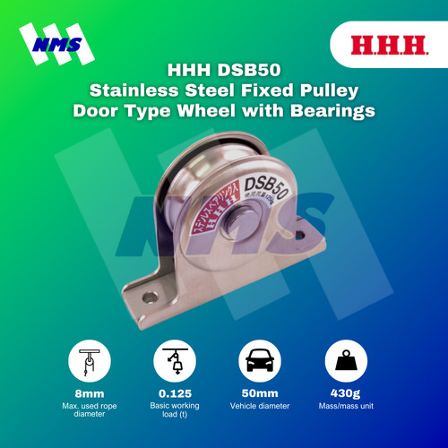 [EZM.1040830] HHH DSB50 Stainless Steel Fixed Pulley Door Type Wheel with Bearings