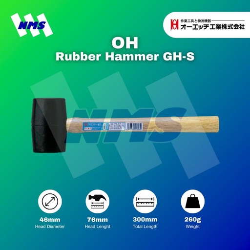 [EZM.1040835] Palu Karet OH GH-S 46mm Black Rubber Hammer #1/2 Pound