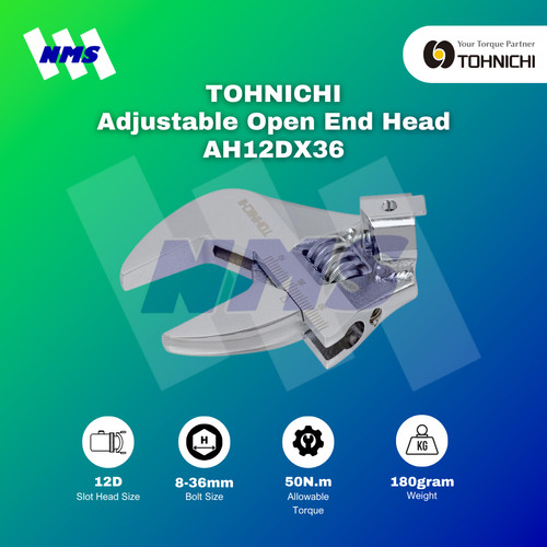 [EZM.1040836] Kunci Inggris Tohnichi AH12Dx36 8-36mm Adjustable Open End Head 12D
