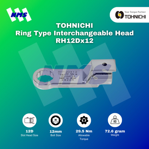[EZM.1040849] Kunci Ring Pas Tohnichi RH12Dx12 Ring Interchangeable Head 12mm x 12D