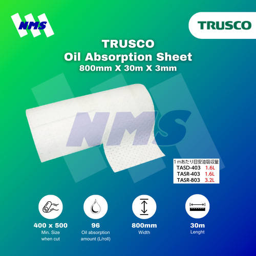 [EZM.1040852] Kertas Minyak TRUSCO TASR-803 Oil Absorption Sheet 800mm x 30m x 3mm