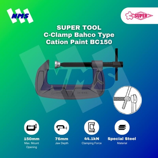 [EZM.1040854] Klem Super Tool BC150 C-Clamp Bahco Type 150mm Cation Paint