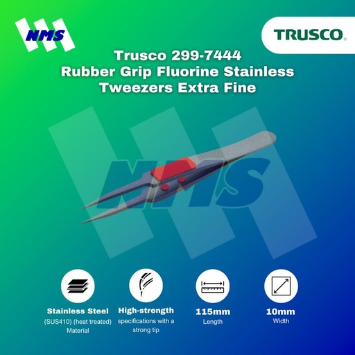 [EZM.1040866] Pinset TRUSCO TSP-224 Rubber Grip Fluorine Stainless Tweezers Fine Tip