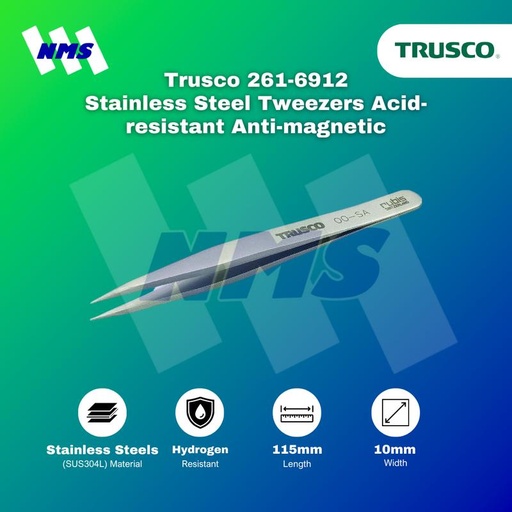 [EZM.1040882] Pinset TRUSCO 00-SA Stainless Acid-Resist Anti-Magnetic Tweezers 115mm
