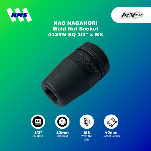 [EZM.1040981] Kunci Shock 412YN NAC NAGAHORI Weld Nut Socket SQ 1/2" x M8 x 12mm