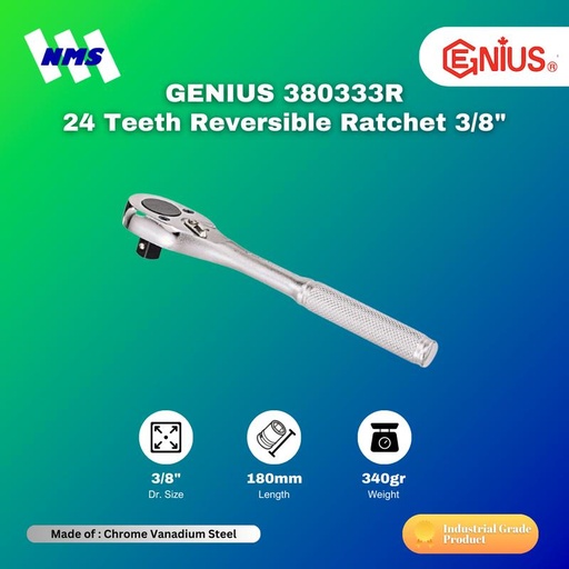 [EZM.1041129] Ratchet Handle GENIUS 380333R Ratchet 3/8" Panjang = 180mm