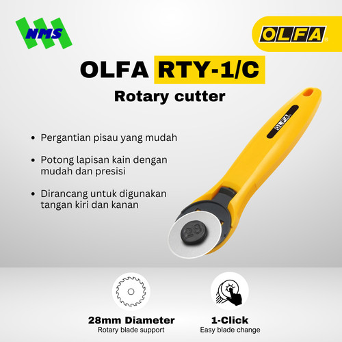 [EZM.1041216] Alat Gunting Kain OLFA RTY-1/C Rotary Cutter Pisau Kater Bulat Pemotong Putus-putus Karcis