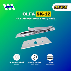 [EZM.1041238] Pisau Cuter OLFA SK-12 All Stainless Steel Safety Knife Bodi Besi Self Retracting Pemotong Kardus