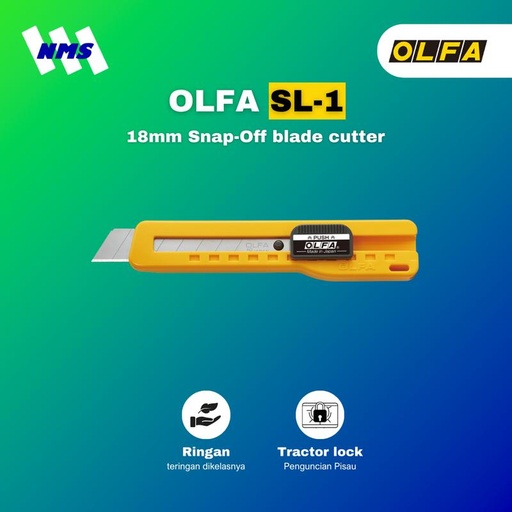 [EZM.1041250] Pisau Cuter OLFA SL-1 Snap-Off 18mm Blade Heavy Duty Safety Tractor Locking Cutter Pemotong Kardus