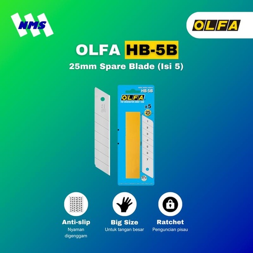[EZM.1041253] OLFA HB-5B Spare Blade (5Pcs Pack With Blister Pack) Original