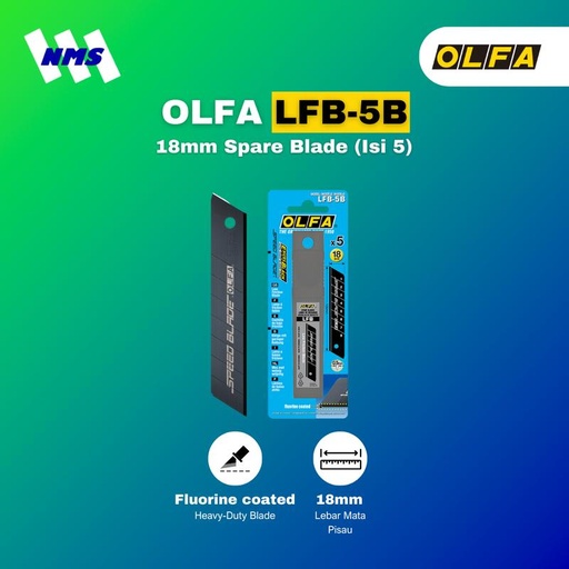 [EZM.1041257] OLFA LFB-5B Spare Blade (5Pcs Pack With Blister Pack) Original