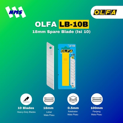 [EZM.1041268] OLFA LB-10B Spare Blade (10Pcs Pack With Blister Pack) Original