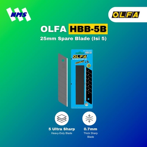[EZM.1041271] OLFA HBB-5B Spare Blade (5Pcs Pack With Blister Pack) Original