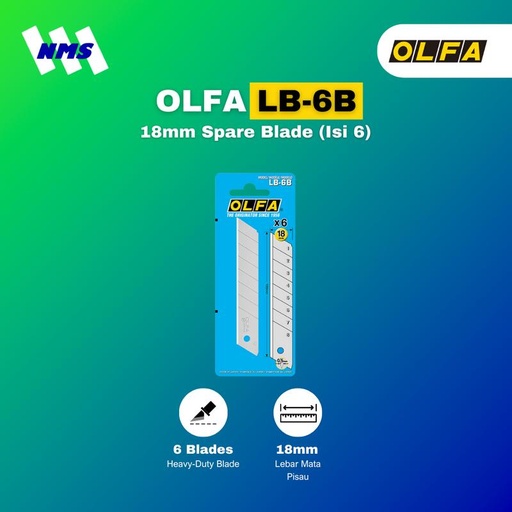[EZM.1041278] OLFA LB-6B Spare Blade (6Pcs Pack With Blister Pack) Original