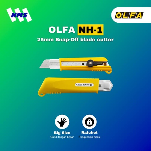 [EZM.1041280] Pisau Cuter OLFA NH-1 Extra Heavy Duty Snap-Off 25mm Blade Cutter Comfort Grip Kater Pemotong Vinyl