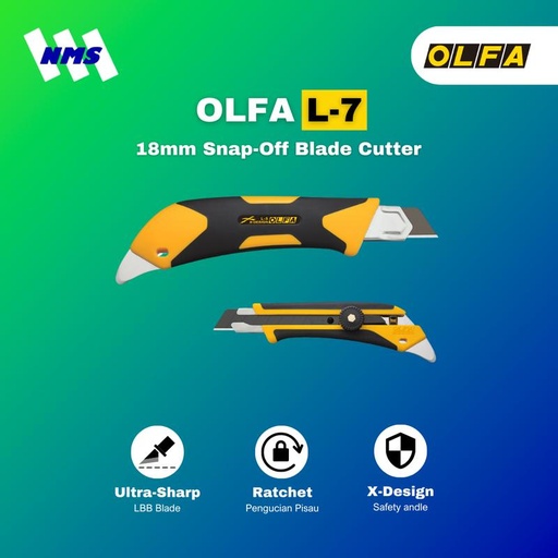 [EZM.1041286] Cutter OLFA L-7 Snap-Off Blade Original 18mm Heavy-Duty Pisau Kater