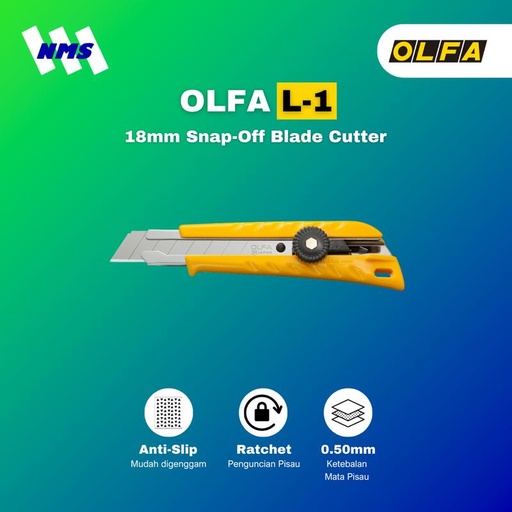 [EZM.1041288] Pisau Cutter OLFA L-1 Snap-Off 18mm Blade Pemotong Kardus