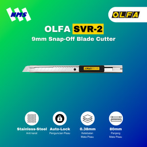 [EZM.1041290] Pisau Cutter Auto Lock OLFA SVR-2 Stainless Snap-Off 9mm Blade Kater Kantor Pemotong Wallpaper Wall Paper