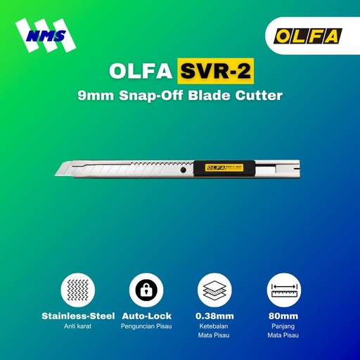 [EZM.1041290] Pisau Cutter Auto Lock OLFA SVR-2 Stainless Snap-Off 9mm Blade Kater Kantor Pemotong Wallpaper Wall Paper