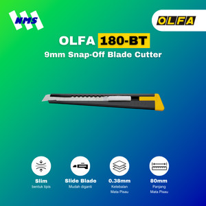 [EZM.1041296] Pisau Potong OLFA 180-BT Snap-Off Blade Cutter 180 Black Original Kater
