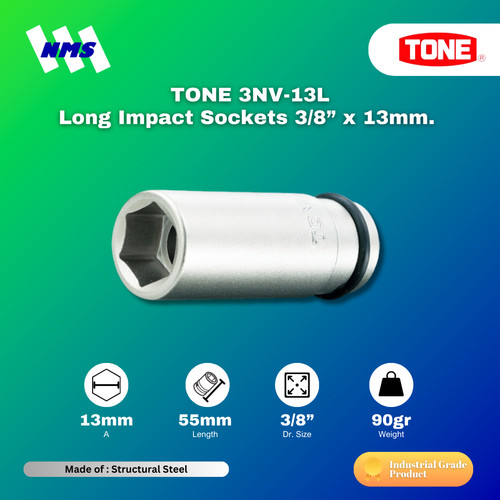 [EZM.1041303] Kunci Shock TONE 3NV-13L Long Impact Sockets 3/8” 6pt 13mm x 55mm