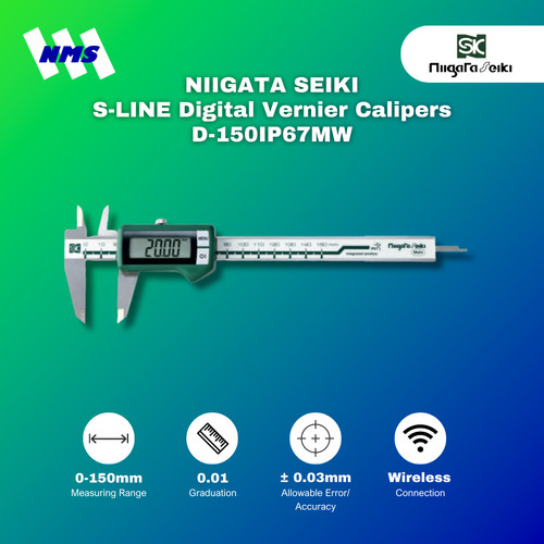 [EZM.1041308] NIIGATA SEIKI D-150IP67MW S-LINE Digital Vernier Calipers Wireless