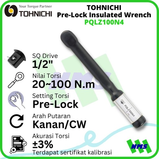 [EZM.1041388] Kunci Torsi TOHNICHI PQLZ100N4 Pre-Lock Insulated Wrench 20 ~ 100Nm
