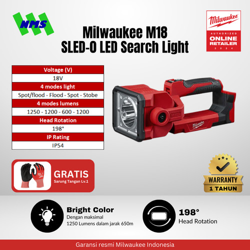 [EZM.1041397] Lampu Senter Milwaukee M18 SLED-0 LED Search Light Super Terang