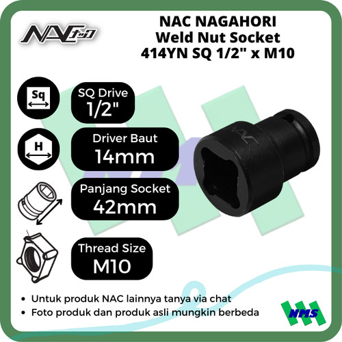 [EZM.1041398] Kunci Shock 414YN NAC NAGAHORI Weld Nut Socket SQ 1/2" x 14mm x M10