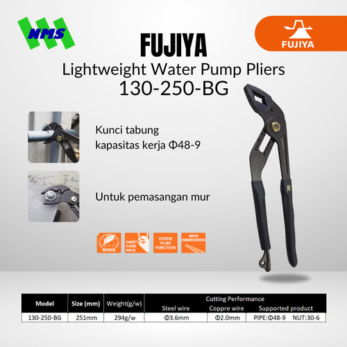 [EZM.1041407] Tang Pipa FUJIYA 130-250-BG Lightweight Water Pump Pliers Japan 10 Inc