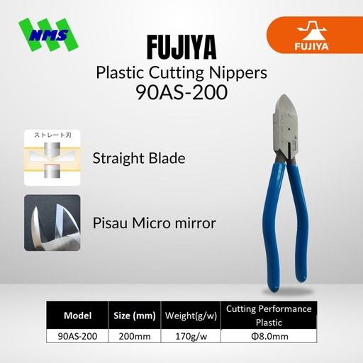 [EZM.1041453] Tang Potong FUJIYA 90AS-200 Plastic Cutting Nippers Japan 200mm 8 Inci