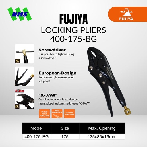 [EZM.1041456] Tang Multi Fungsi FUJIYA 400-175-BG Looking Pliers Japan 175mm 7 Inci
