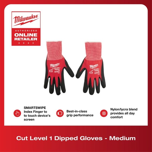 [EZM.1041458] Sarung Tangan Safety Milwaukee 48-22-8901 Cut-Resist Level 1 Dipped Gloves Motor M