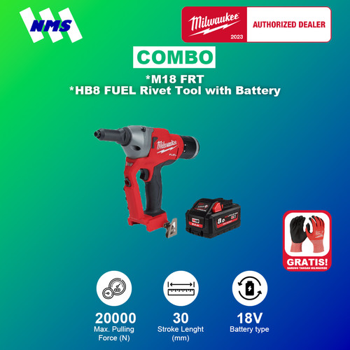 [EZM.1041466] Mesin Rivet Milwaukee M18 FRT + HB8 FUEL Rivet Tool with Battery