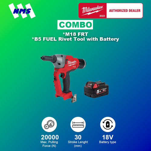 [EZM.1041467] Rivet Listrik Milwaukee M18 FRT + B5 FUEL Rivet Tool with Battery