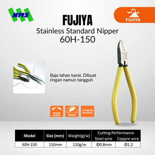 [EZM.1041488] Tang Potong Baja FUJIYA 60H-150 Stainless Standard Nippers Japan