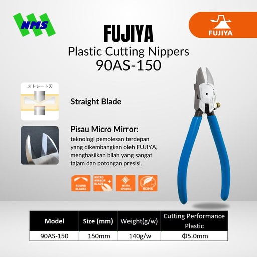 [EZM.1041493] Tang Potong FUJIYA 90AS-150 Plastic Cutting Nippers Japan