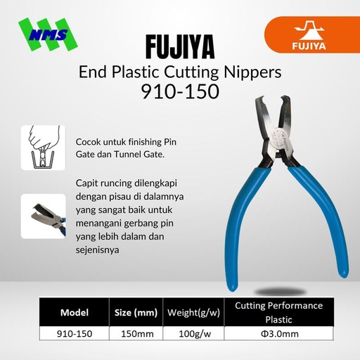 [EZM.1041500] Tang Potong FUJIYA 910-150 End Plastic Cutting Nippers Japan 150mm 6"