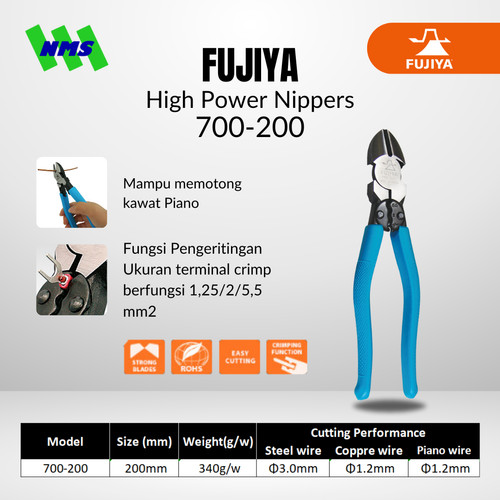 [EZM.1041511] Tang Potong FUJIYA 700-200 High Power Nippers With Crimping Japan 10"