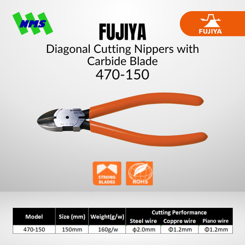 [EZM.1041512] Tang Potong FUJIYA 470-150 Heavy Duty Tungsten Carbide Blade Nippers
