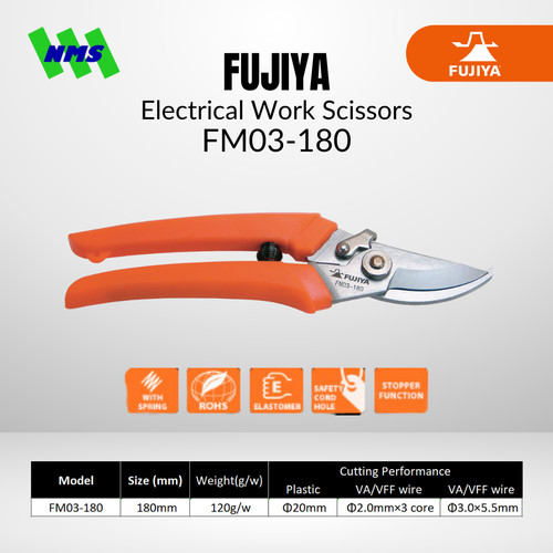 [EZM.1041537] Gunting Listrik FUJIYA FM03-180 Electrical Work Scissors Japan